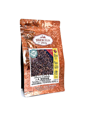 Cubebpeppar (även känd som stjärtpeppar), torkad frukt (drupes), 200 g återförslutningsbar färskhetspåse