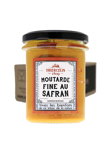 MOUTARDE AU SAFRAN, fine, aromatisée au naturel, bocal verre, Carton de 6 x 200 g