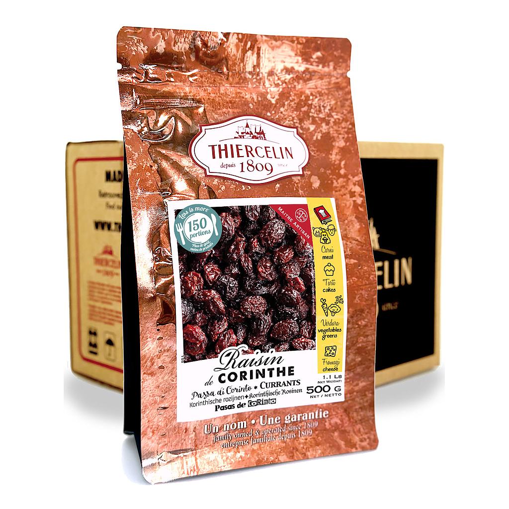 PASAS DE CORINTO, frutas secas (bayas), sobre frescura resellable, Caja de 10 x 500 g
