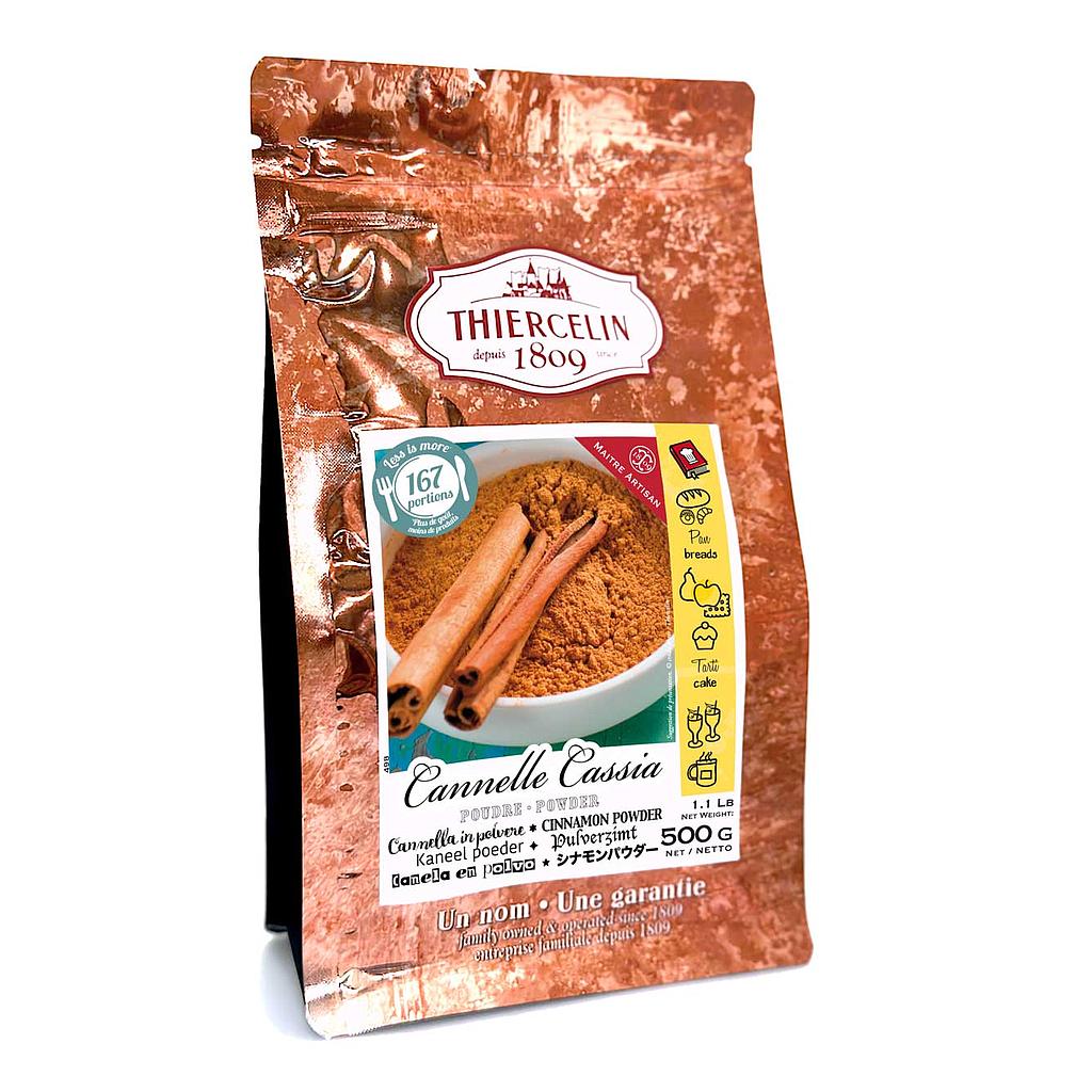 Canela Cássia em pó, embalagem hermética para conservação, 500g