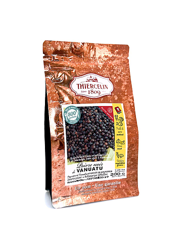 PIMIENTA NEGRA DE VANUATU, granos, bolsa de frescura resellable 200 g