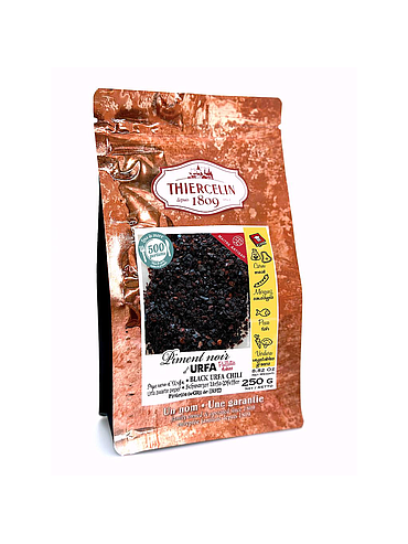 PIMENT NOIR URFA, concassé (paillettes), sachet fraîcheur refermable 250 g