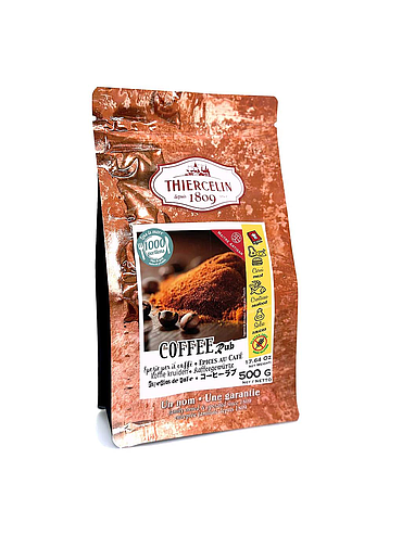COFFEE RUB, mistura de especiarias em pó, sachê de frescor que pode ser fechado novamente 500 g