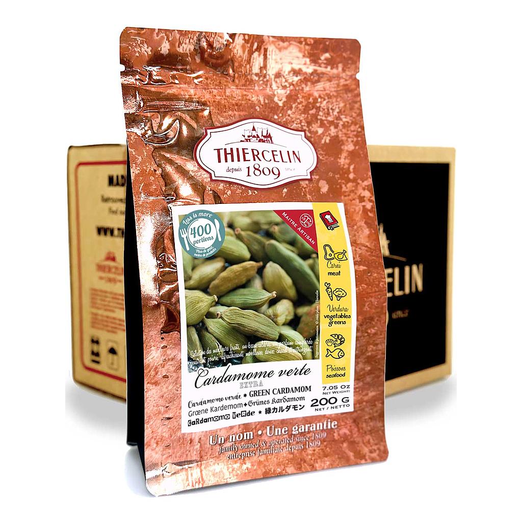 CARDAMOMO VERDE, capsule intere, sacchetto salvafreschezza richiudibile, cartone da 12 x 200 g
