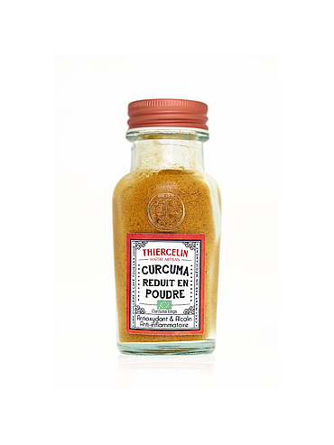 ORGANIC TURMERIC, ground rhizomes, from organic farming, recycled glass case 65 g