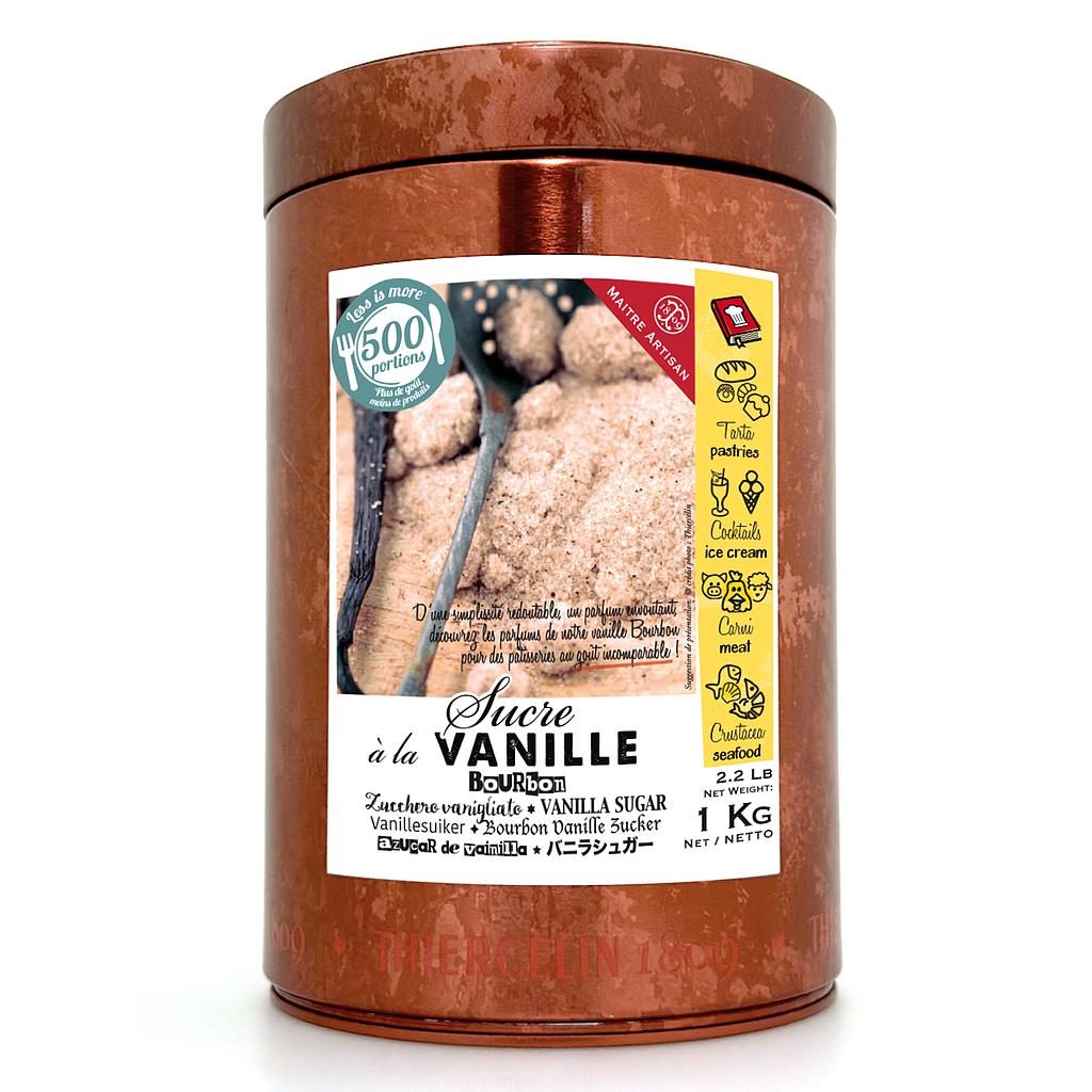 AÇÚCAR DE BAUNILHA BOURBON, de Madagáscar, 6%, aroma natural, caixa metálica de 1 kg