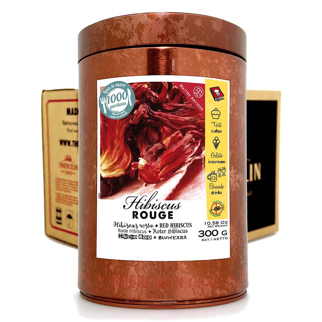 HIBISCUS ROUGE, fleurs séchées, boîte métal, Carton de 6 x 300 g