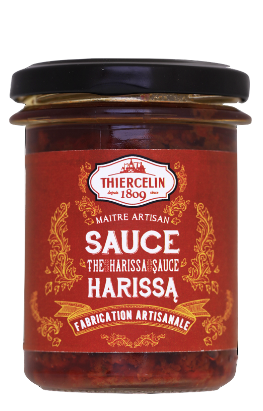 HARISSA SAUS MET ROOS, ambachtelijke saus met een vleugje roos, huisgemaakt, glazen pot van 170 g