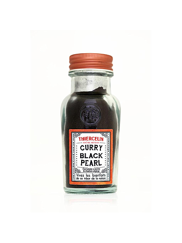 CURRY BLACK PEARL®, powdered spice blend with activated vegetable charcoal, recycled glass jar 40 g 