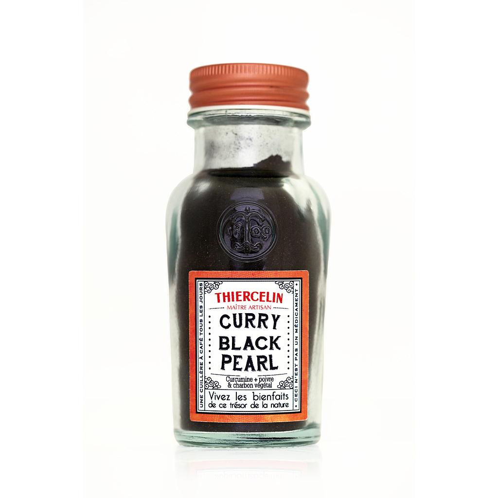 CURRY BLACK PEARL®, powdered spice blend with activated vegetable charcoal, recycled glass jar 40 g 