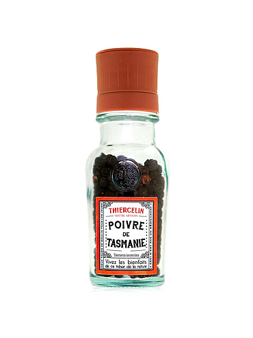 Pimenta da Tasmânia + Moinho, frutos secos (bagas), frasco de vidro reciclado e moinho de cerâmica 40g