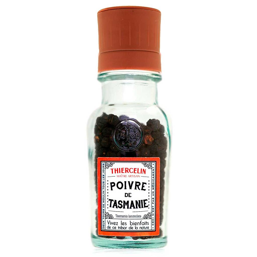 Pimenta da Tasmânia + Moinho, frutos secos (bagas), frasco de vidro reciclado e moinho de cerâmica 40g