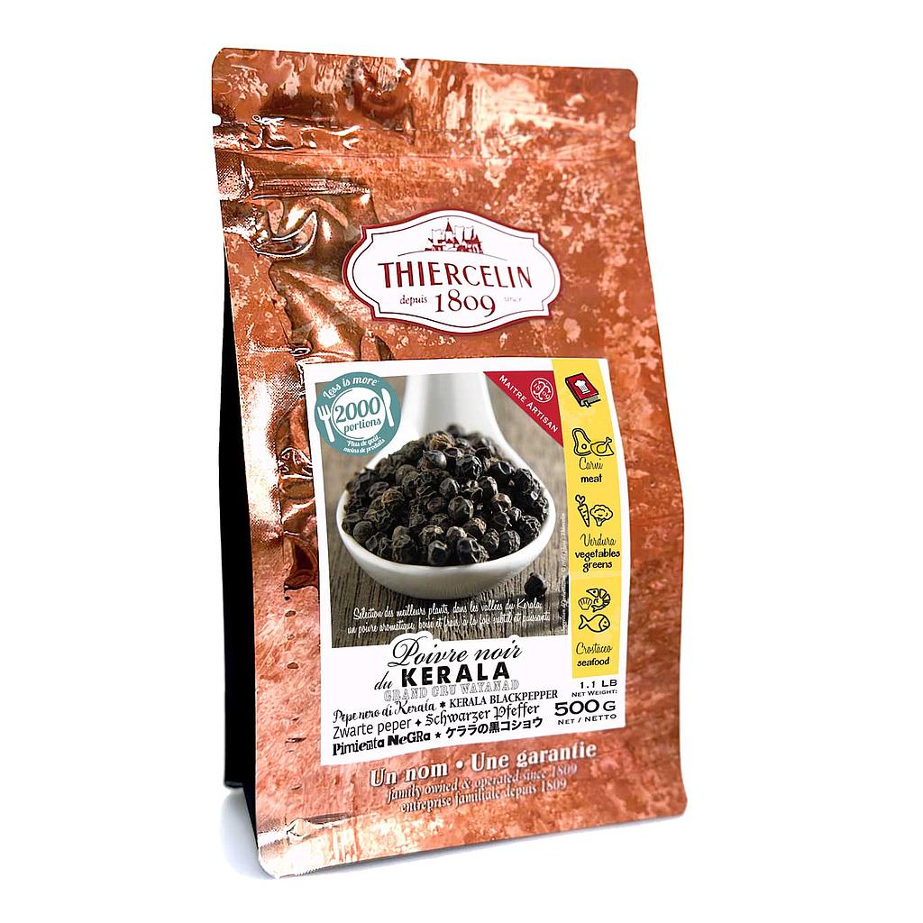 Zwarte peper uit Kerala, gedroogd fruit (steenvruchten), 500 g hersluitbare zak voor optimale versheid