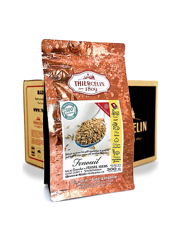 Semi di finocchio, sacchetto salvafreschezza richiudibile, cartone da 12 x 300 g