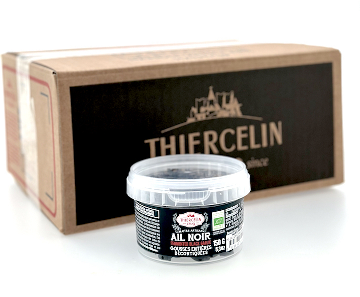 AJO NEGRO ECOLÓGICO, dientes pelados, procedente de agricultura ecológica, bote de plástico, Caja de 12 x 150 g