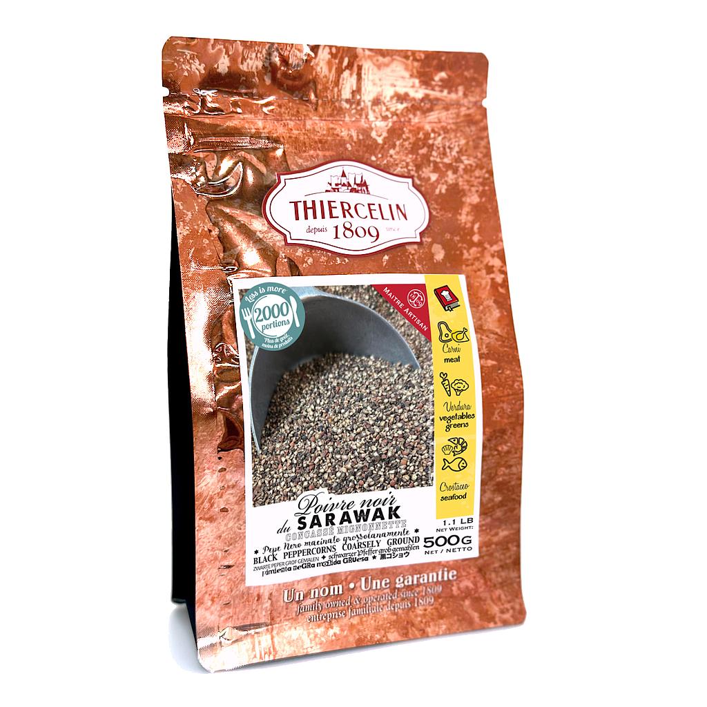 PEPE NERO SARAWAK, mignonette macinata, sacchetto salvafreschezza richiudibile 500 g
