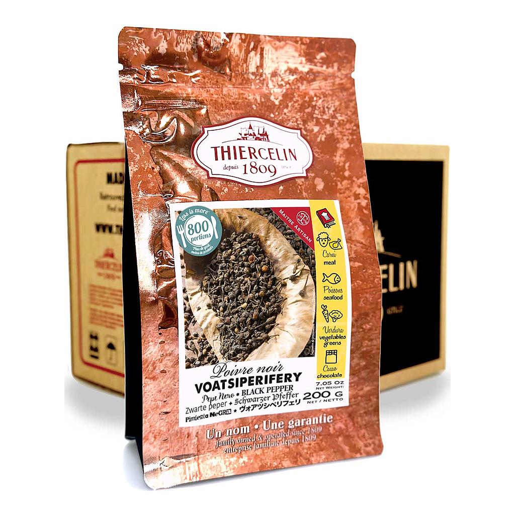 Voatsiperifery peper, gedroogd fruit (peperkorrels), hersluitbare vershoudzak, doos van 12 x 200 g