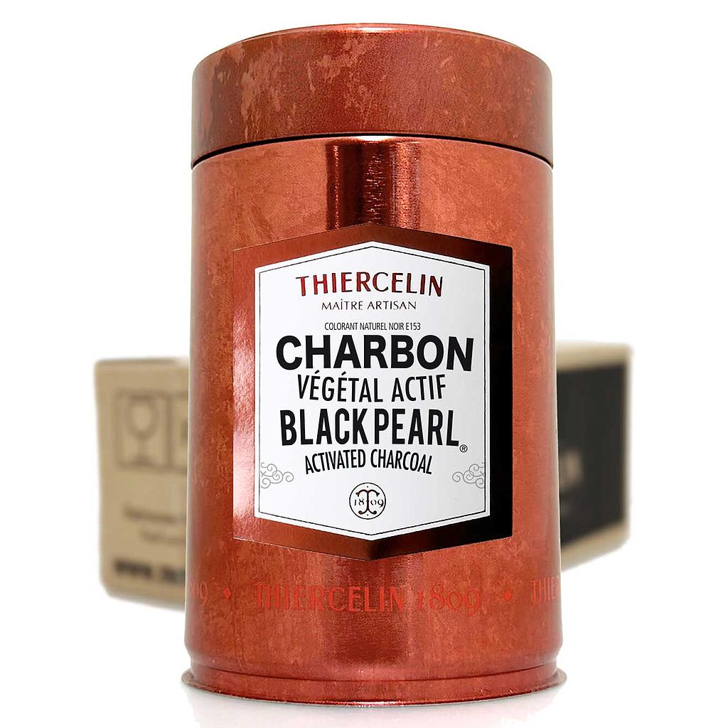 CARVÃO VEGETAL BLACK PEARL®, corante preto natural E153, lata metalizada, caixa com 6 x 40g
