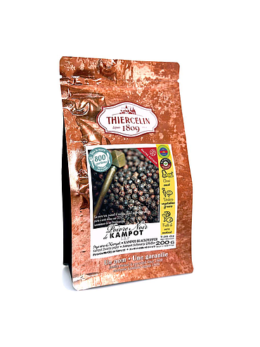 KAMPOT SCHWARZER PFEFFER g.g.A., Körner, wiederverschließbarer Frischebeutel 200 g