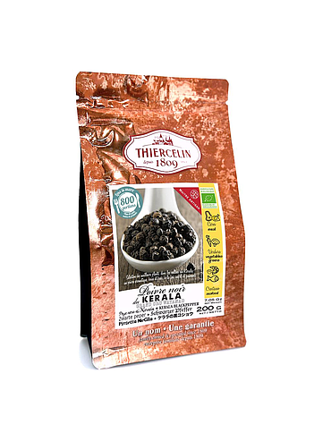 PEPE NERO DEL KERALA BIOLOGICO, grani, da agricoltura biologica, busta richiudibile per la freschezza 200 g