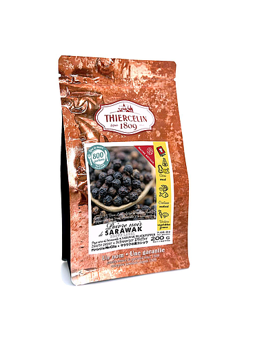 POIVRE NOIR DE SARAWAK, grains, sachet fraîcheur refermable 200 g