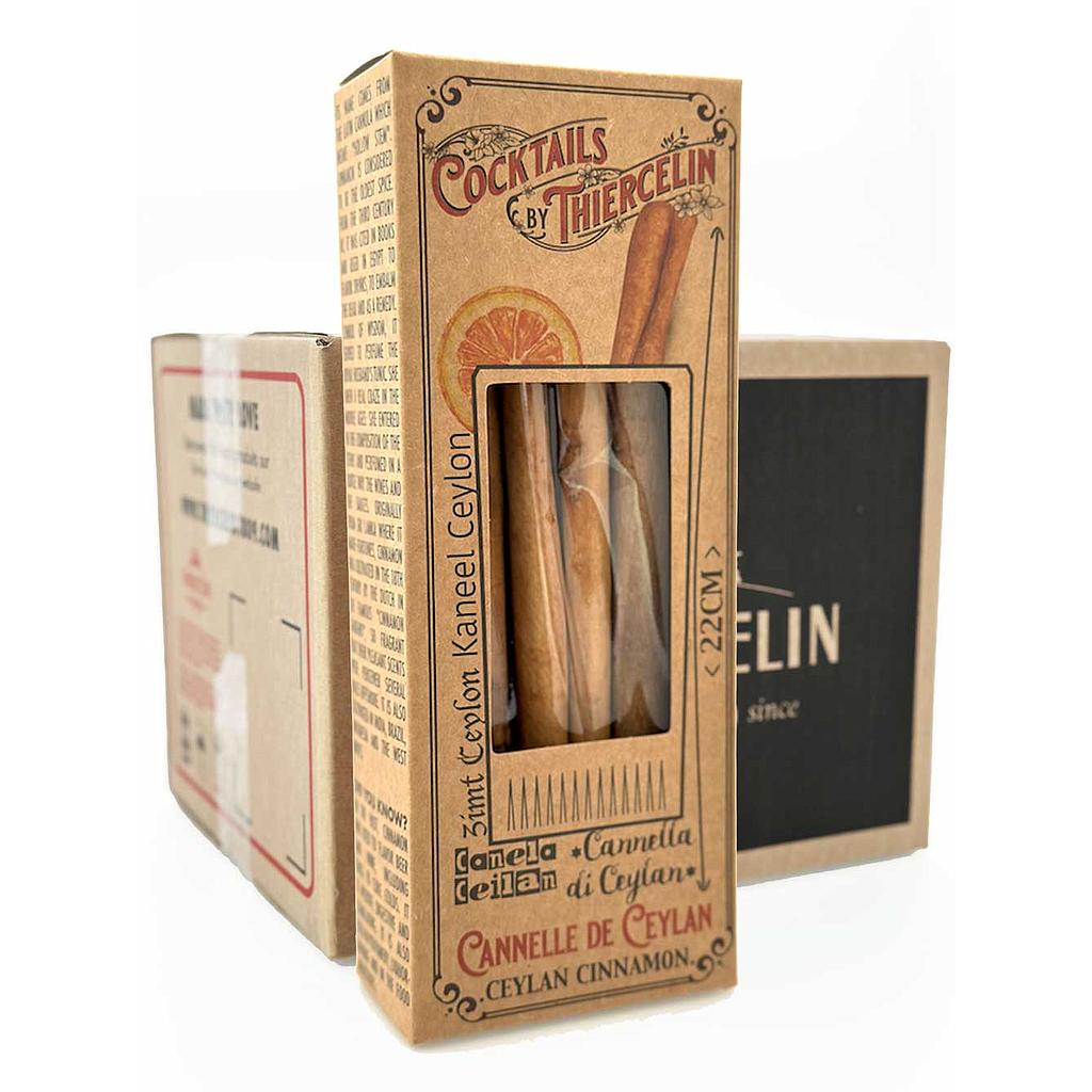 Canela de Ceilán, tubos enteros de 22 cm, caja de cartón, paquete de 12 x 200 g