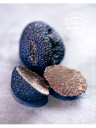 TRUFAS NEGRAS, INTEIRAS ESCOVADAS, 1ª escolha, 1ª fervura, cozidas no seu próprio sumo, enlatadas, frasco de vidro de 100g com drenagem líquida