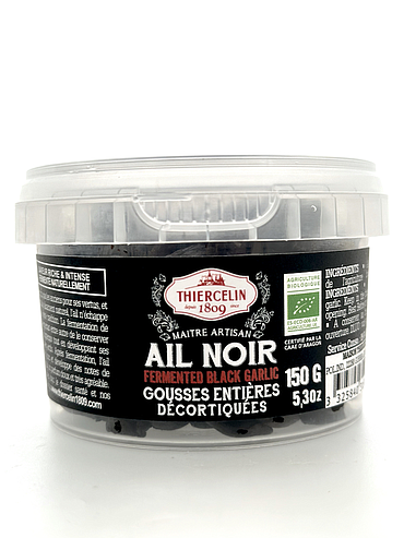 AJO NEGRO ORGÁNICO, vainas sin cáscara, procedente de agricultura ecológica, tarro 150 g 