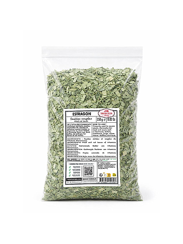 Estragón, hojas secas, bolsa de plástico de 250 g