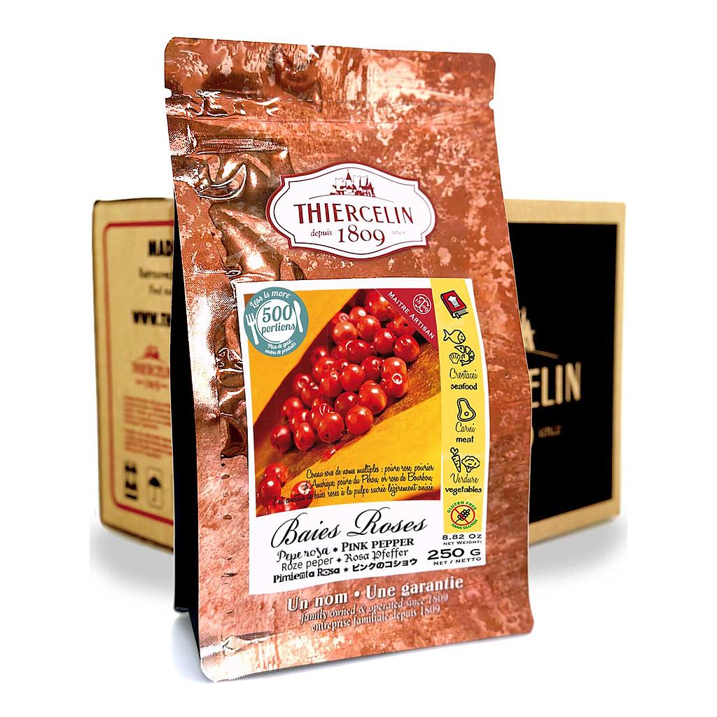 BAIES ROSES (dit poivre du Pérou), drupes déshydratées, sachet fraîcheur refermable, Carton de 12 x 250 g