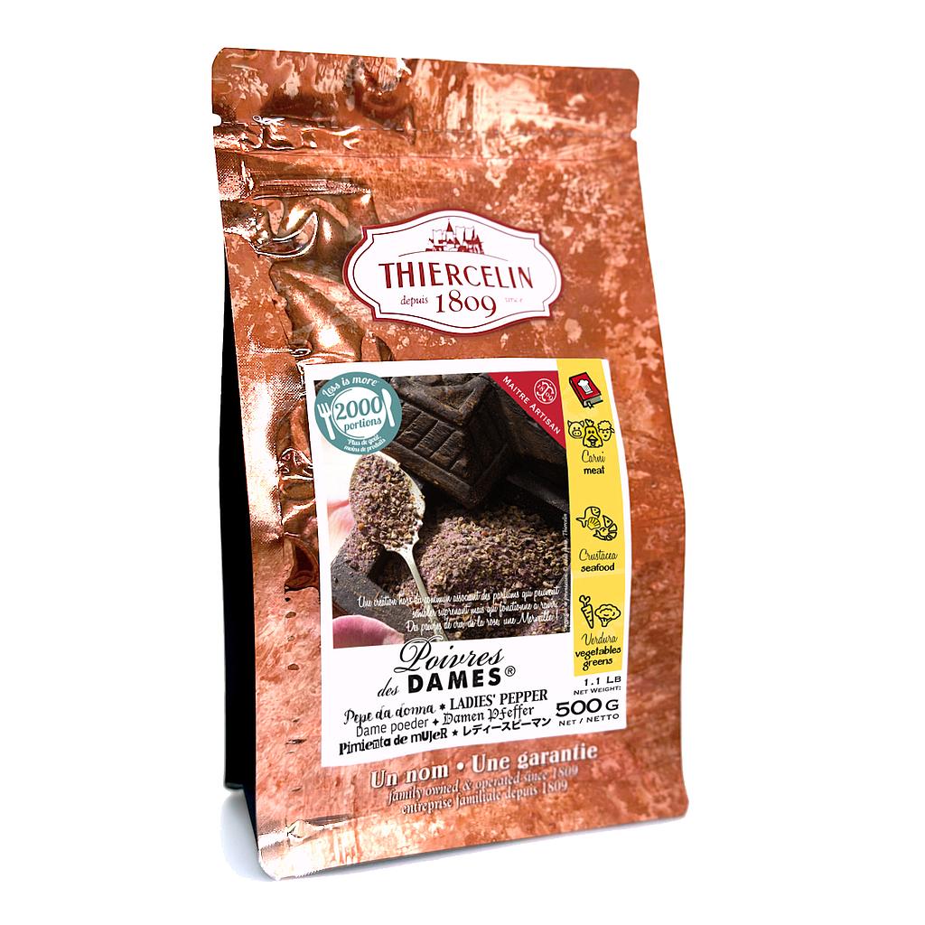 POIVRES DES DAMES®, mélange de poivres concassés, sachet fraîcheur refermable 500 g