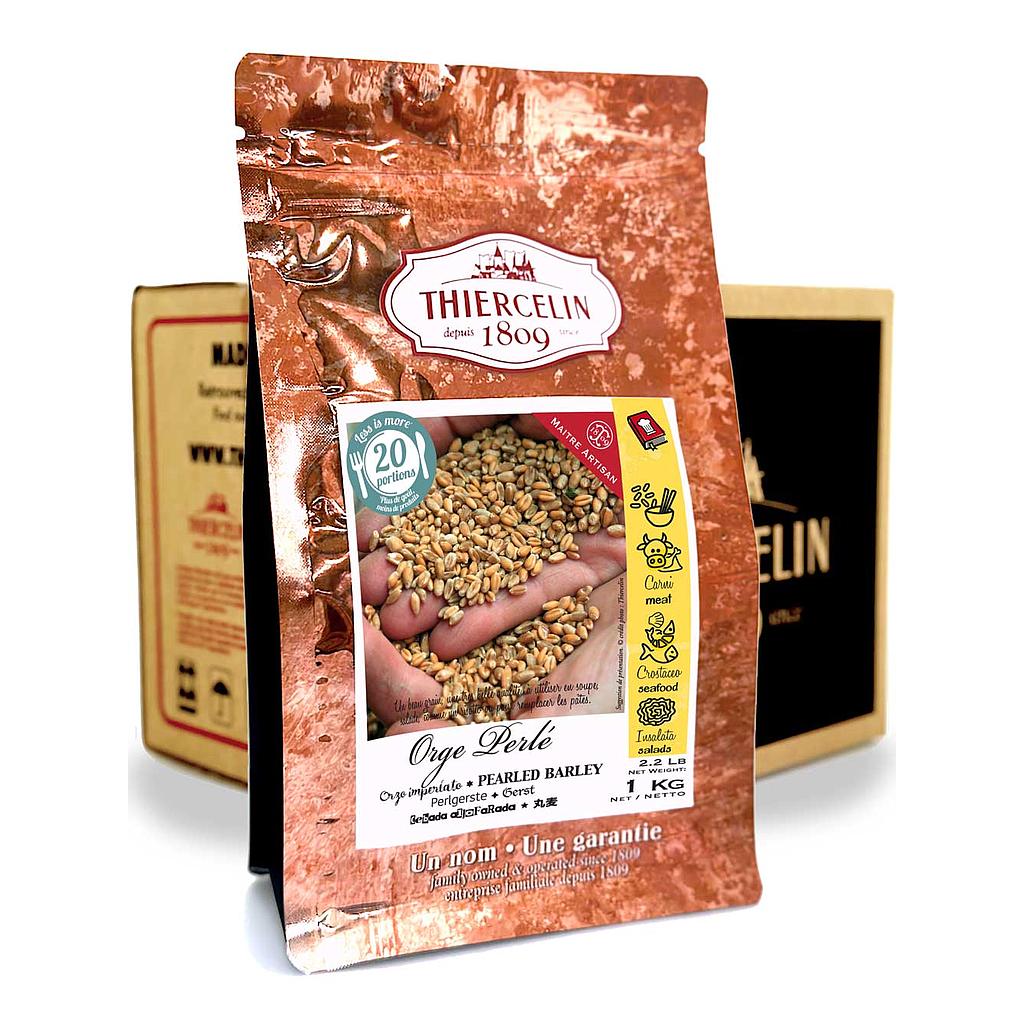 Orzo perlato, cereali, sacchetto richiudibile per la freschezza, cartone da 10 x 1 kg