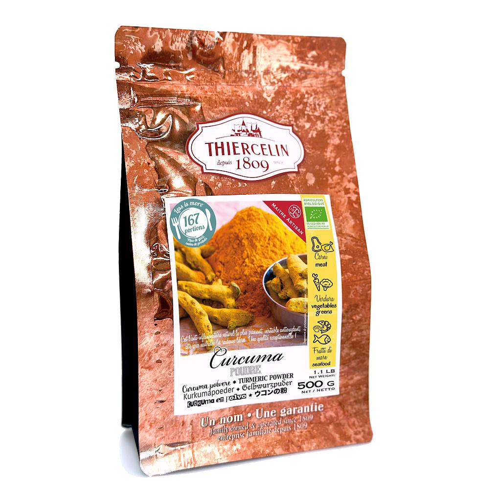 CURCUMA BIO, rhizomes réduits en poudre, issu de l'agriculture biologique, sachet fraîcheur refermable 500 g