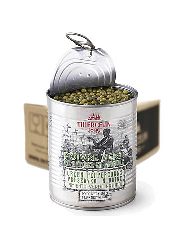 Gröna pepparkorn i saltlake, metallburk, kartong med 12 x 450 g