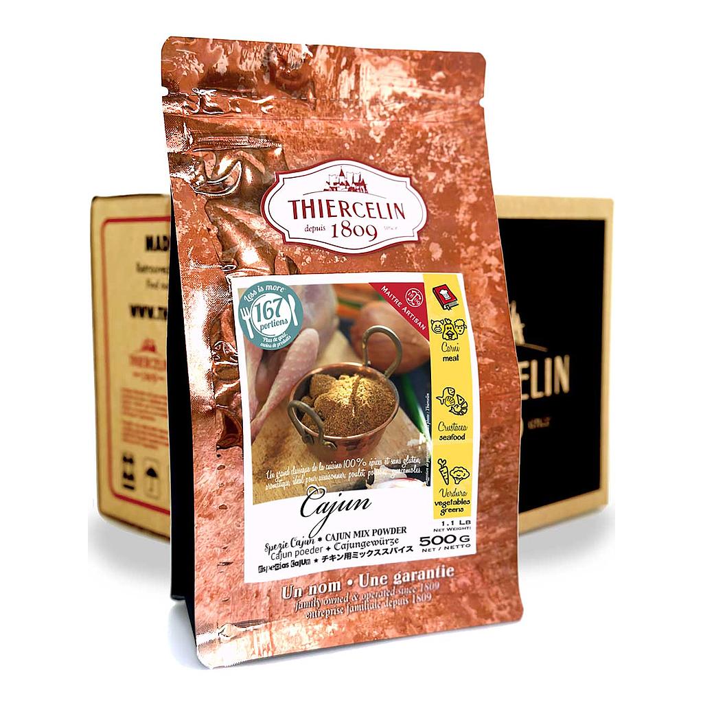 CAJUN (EPICES), mélange en poudre, sachet fraîcheur refermable, Carton de 12 x 500 g