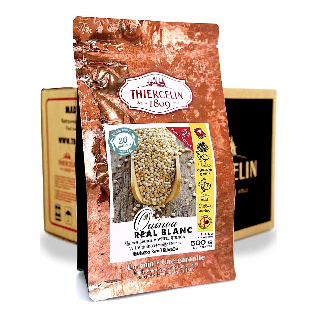 QUINOA BLANC REAL, semillas, bolsita de frescura resellable, Caja de 16 x 500 g 