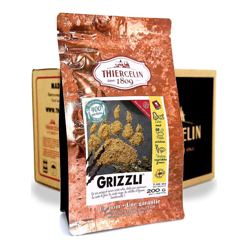 GRIZZLI®, mezcla de especias en polvo salado / dulce, sobre fresco resellable, Caja de 12 x 200 g 