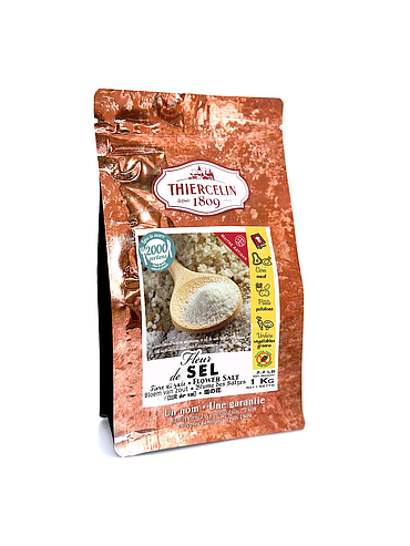 FLEUR DE SEL, cristaux récoltés à la main, sachet fraîcheur refermable 1 kg